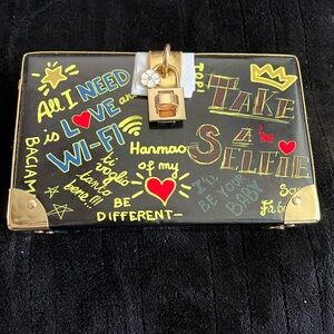 Black and Gold Graphic Clutch